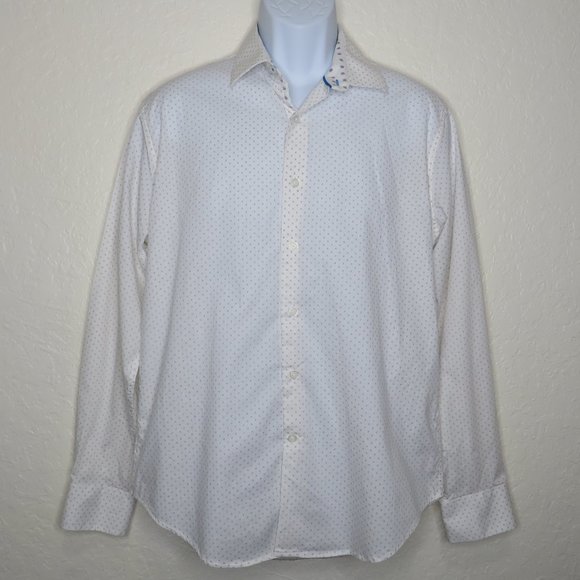 Report Collection* Men's Long Sleeve Button Down Curved Hem BOHO Shirt~ Large - Picture 1 of 11